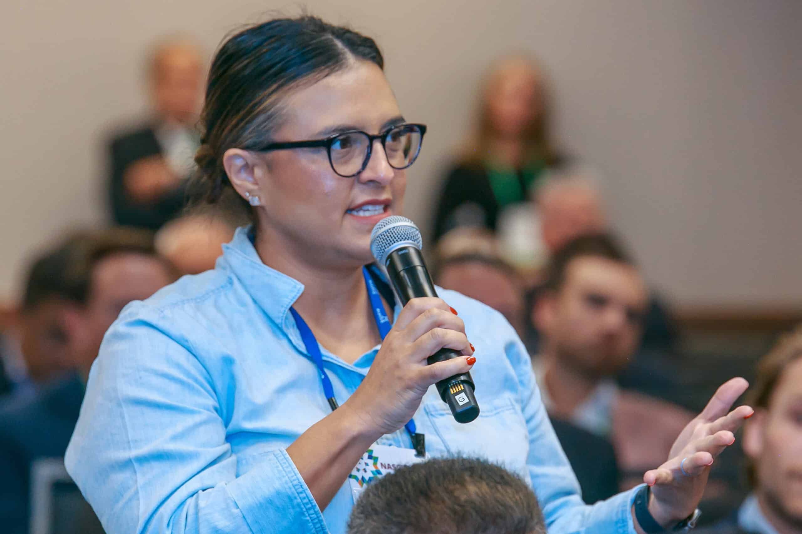 Attendee with a microphone