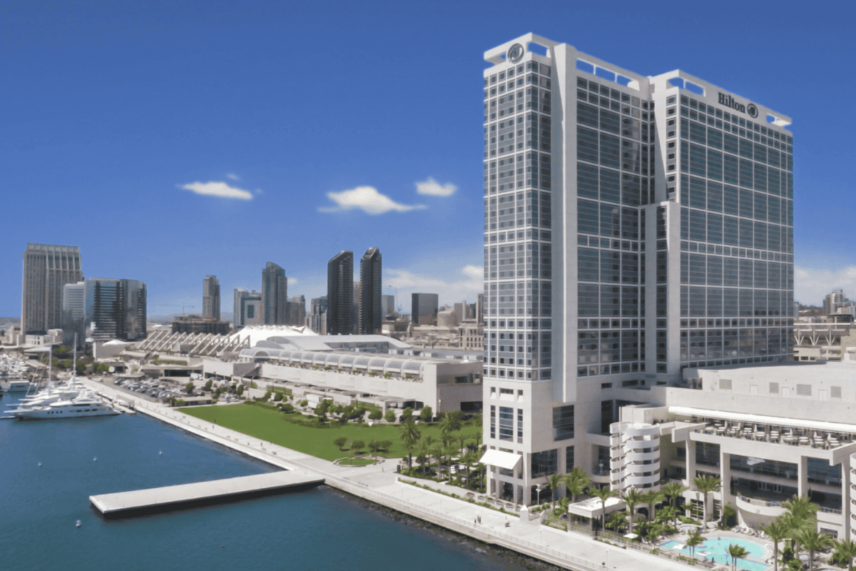aerial view of the Hilton Bayfront San Diego, the location for the Annual Conference